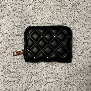 Black Quilted Wallet with Studs